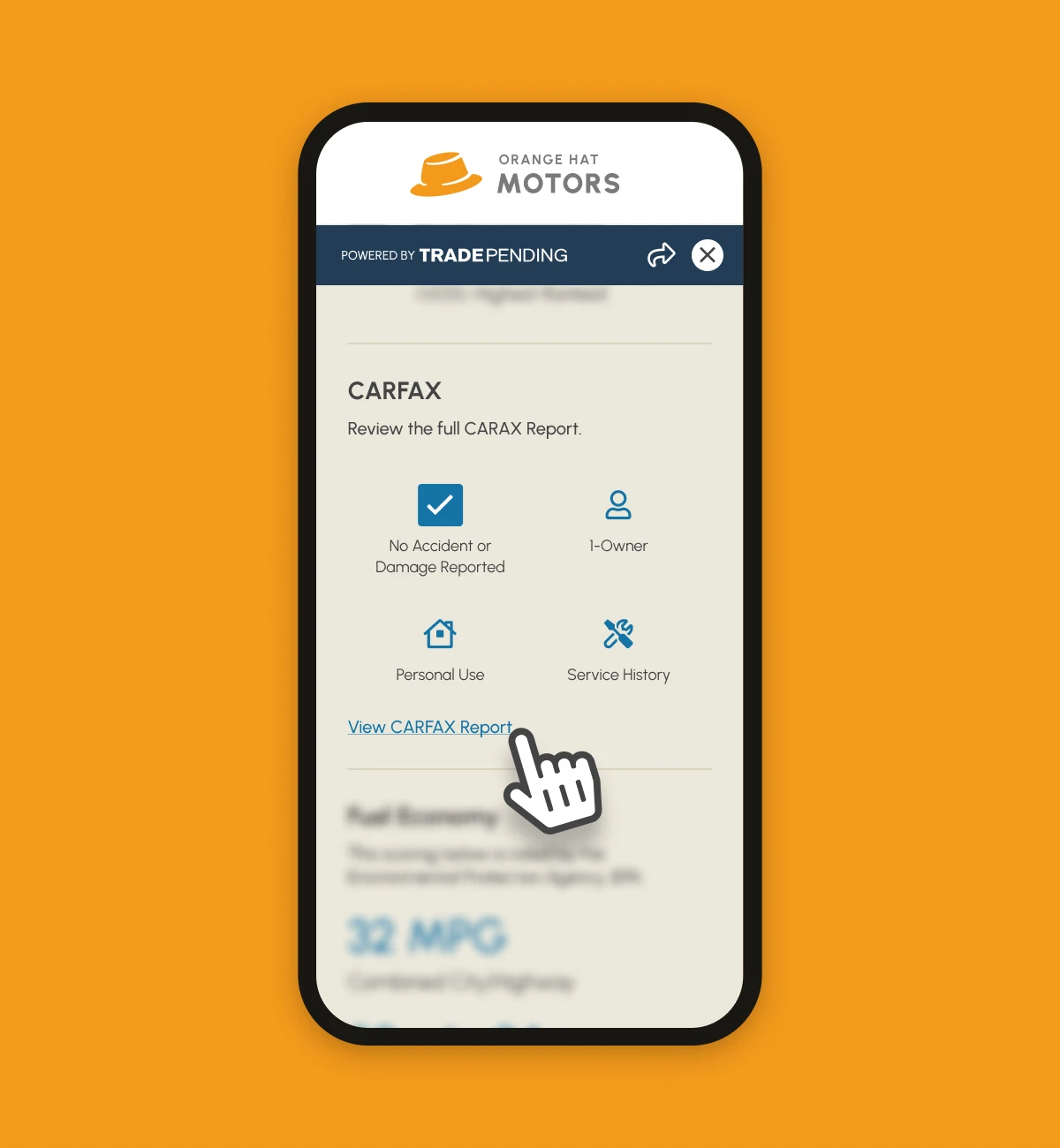 TradePending AutoBio is an all-in-one sales tool that automatically shows the CarFax for the vehicles on your lot
