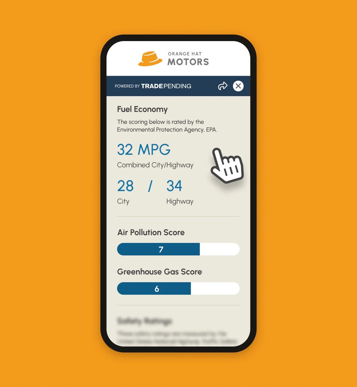 TradePending AutoBio is an all-in-one sales tool that automatically shows the fuel economy for the vehicles on your lot
