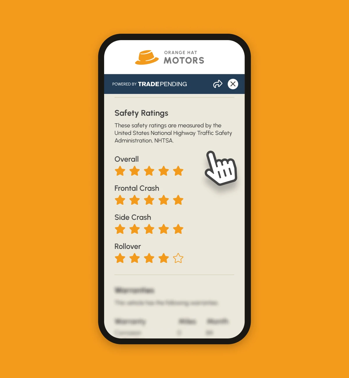 TradePending AutoBio is an all-in-one sales tool that automatically shows the safety ratings for the vehicles on your lot