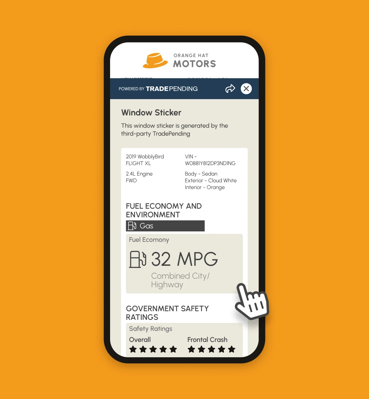 TradePending AutoBio is an all-in-one sales tool that automatically shows the window sticker for the vehicles on your lot