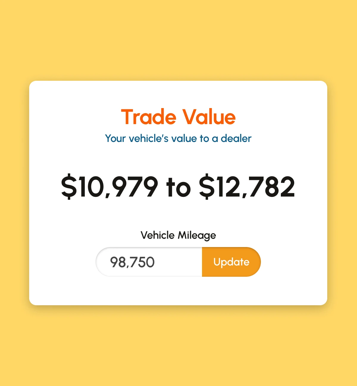 TradePending Trade shows an instant price range based on the information customers provide